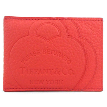 TIFFANY&Co. Card Case Business Holder Pass Return to Leather Red Ladies
