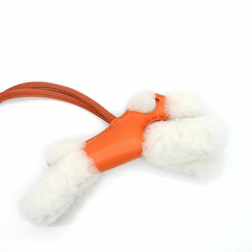 HERMES Buddy Charm Bag U Engraved Terrier Dog Mouton Agno Milo Orange Leather Accessories Women's  accessory charm dog orange mouton