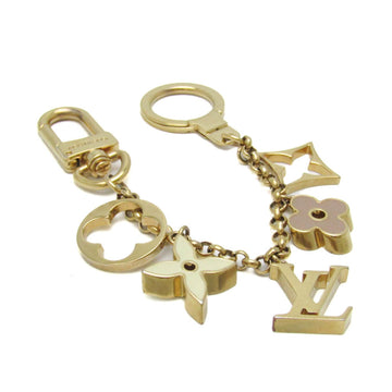 LOUIS VUITTON Bag Charm Chain Fleur De Monogram M65111 Keyring [Cream,Gold]