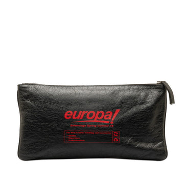 BALENCIAGA Clutch Bag Second 506794 Black Leather Women's