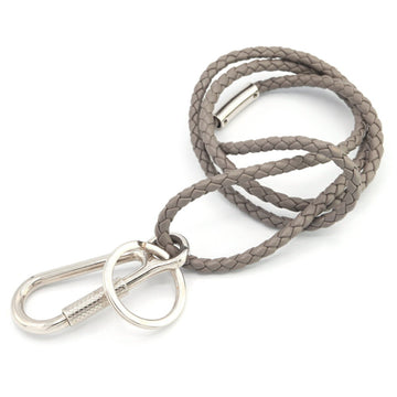 TOD'S Neck Strap Grey Leather Key Ring Holder for Women and Men