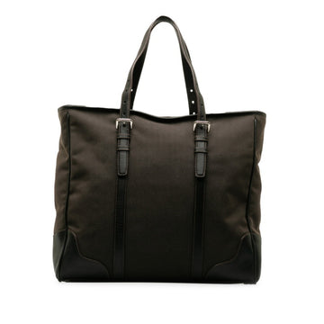 PRADA Jacquard Handbag Tote Bag VA0641 Brown Canvas Leather Ladies