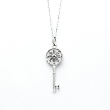 TIFFANY Daisy Key White Gold [18K] Sapphire Men,Women Fashion Pendant Necklace [Silver]