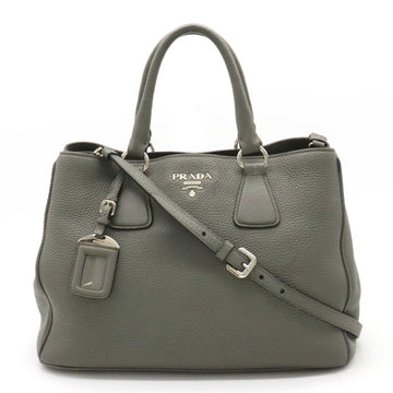 PRADA handbag tote bag shoulder leather gray BN2579