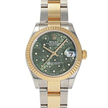 ROLEX Datejust 31 Olive Green Floral Motif with Diamonds 278273 Dial Watch for Men and Women