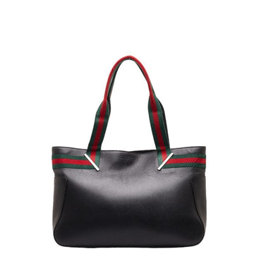 GUCCI Sherry Shoulder Bag Tote 73983 Black Multicolor Leather Women's