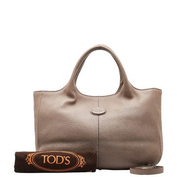 TOD'S Handbag Shoulder Bag Grey Leather Women's