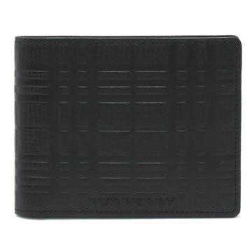 BURBERRY embossed check bi-fold wallet leather black 80493141