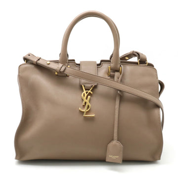 YVES SAINT LAURENT PARIS YSL Yves  Cabas Small Handbag Shoulder Bag Leather Greige 424869