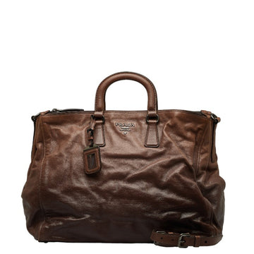 PRADA Shoulder Bag Handbag Brown Leather Women's