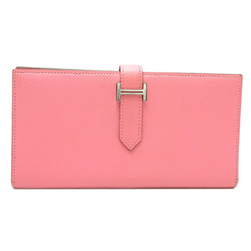 HERMES Bearn Soufflet R stamp, unclear women's long wallet, Epsom leather, rose confetti [pink]