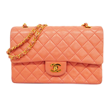 CHANEL Shoulder Bag Matelasse W Flap Chain Lambskin Pink Women's