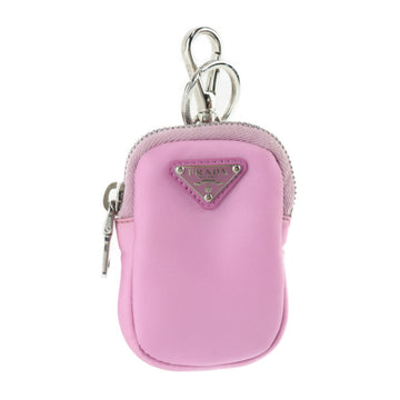 PRADA Tessuto Pocket Keychain 1TT119 Nylon PRIMULA Pink Pouch Bag Charm Keyring Triangle
