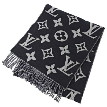 LOUIS VUITTON Scarf Women's Stole Echarpe Simply LV Wool Noir M76964 Black Monogram Warm