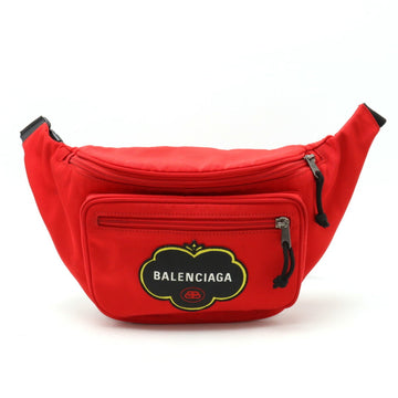 BALENCIAGA patch belt bag waist pouch body hip nylon canvas red 482389