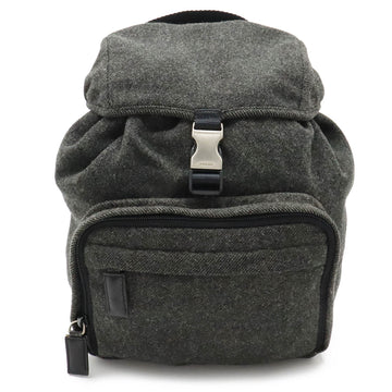 PRADA Backpack Rucksack Wool Canvas Gray Black V203