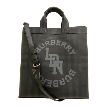 BURBERRY Shoulder Bag Check Tote Black Men's
