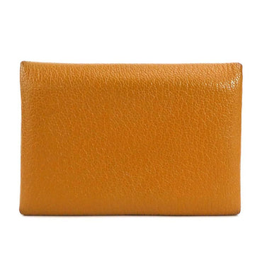 HERMES card case, business holder, coin wallet, Calvi Duo leather, brown/light pink, women's e58590a