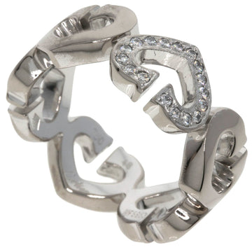 CARTIER C Heart Diamond #48 Ring, K18 White Gold, Women's,