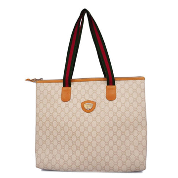GUCCI Tote Bag Sherry Line Plus Ivory Light Brown Women's