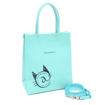 TIFFANY Handbag Cat Street Small Shopper Blue Leather Tote Light Women's &Co.