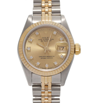 ROLEX Datejust 10P Diamond 69173G Ladies YG/SS Watch Automatic Champagne Dial