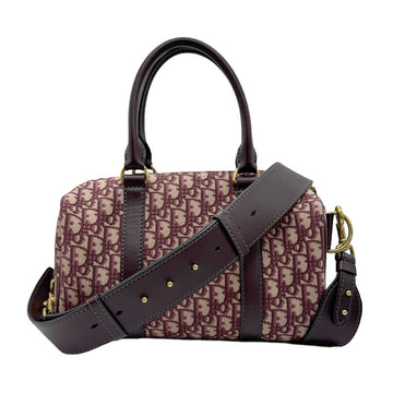 CHRISTIAN DIOR handbag shoulder bag Trotter canvas/leather Bordeaux gold women's z0743