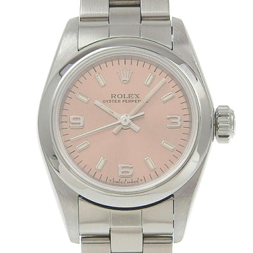 ROLEX Oyster Perpetual Watch 67180 Stainless Steel Automatic Pink Dial Ladies