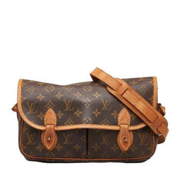 LOUIS VUITTON Monogram Gibessier MM Shoulder Bag M42247 Brown PVC Leather Women's