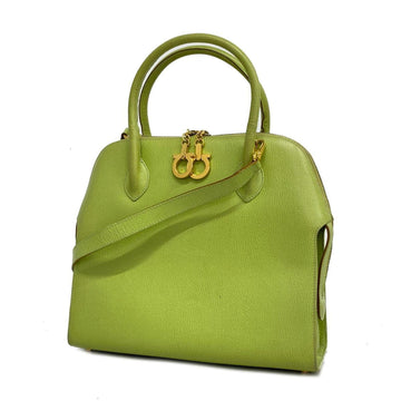 SALVATORE FERRAGAMO Shoulder Bag Gancini Leather Light Green Women's