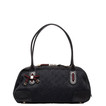 GUCCI GG Canvas Princess Handbag 161720 Black Leather Women's