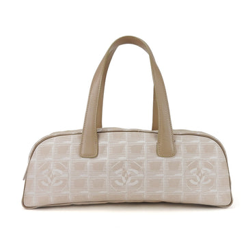 CHANEL handbag New Travel Line Jacquard nylon leather Beige No. 7 Coco mark Women's