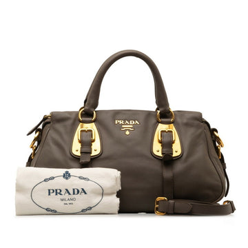 PRADA Handbag Shoulder Bag BN1904 Greige Leather Women's