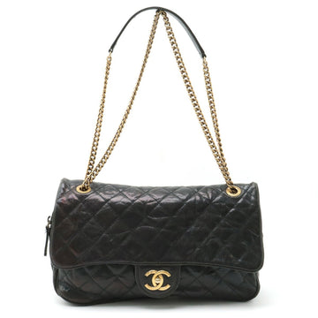 CHANEL Matelasse Coco Mark Chain Shoulder Bag Double Caviar Skin Leather Black Processing