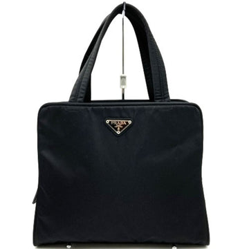 PRADA handbag with triangular plate and lock, black, nylon, women's ITMSWE7NQ2K6