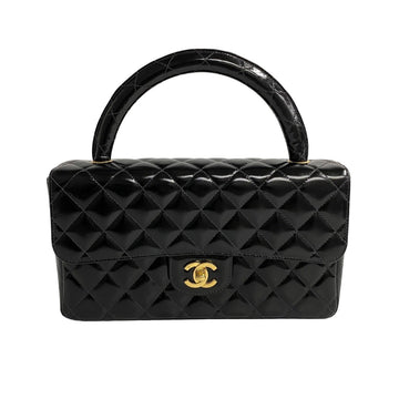 CHANEL Bag for Parents Only Matelasse Patent Leather Handbag Black 29430