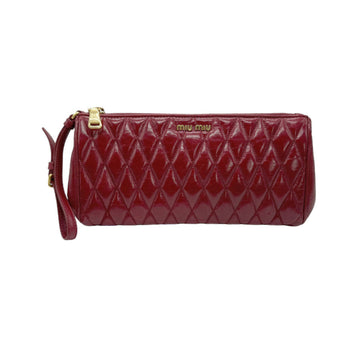 MIU MIU Miu Clutch Bag Leather Red Women's 5NE455 z0651