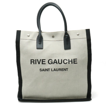 YVES SAINT LAURENT PARIS YSL Yves  RIVE GAUCHE Cabas Rive Gauche Tote Bag Canvas Leather Black Light Gray 632539