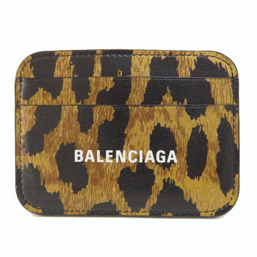 BALENCIAGA 593812 Leopard Print Card Case Leather Women's