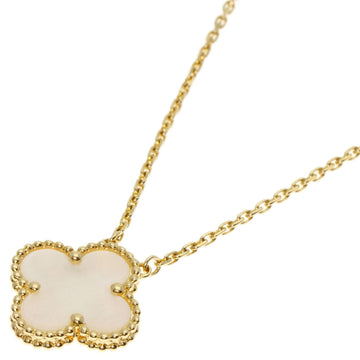 VAN CLEEF & ARPELS Alhambra White Shell Necklace K18 Yellow Gold Women's