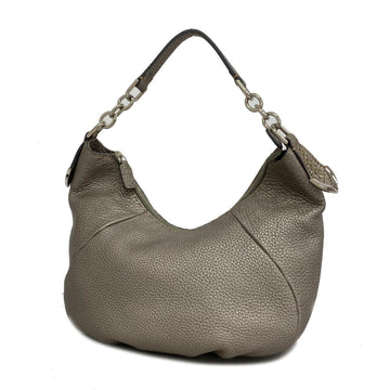 FENDI Shoulder Bag Selleria Leather Grey Women's