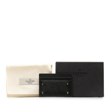 VALENTINO Rockstud Card Case Pass Black Leather Ladies