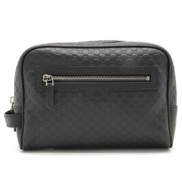 GUCCI Micro ssima Second Bag Clutch Handbag Leather Black 419775