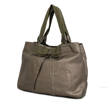SALVATORE FERRAGAMO Vara Leather Khaki Tote Bag for Women