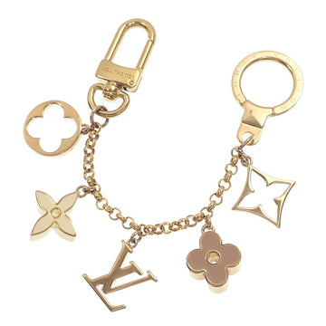 LOUIS VUITTON Bag Charm Fleur de Monogram Women's M65111 Gold GP Keychain A210899