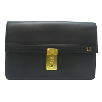 DUNHILL clutch bag, dial style, men's second leather, black