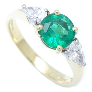 TIFFANY&Co. Ring Emerald 0.63ct Diamond 0.29ct 8 K18YG Yellow Gold x Pt950 Platinum 199891