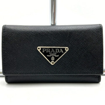 PRADA key case 6 rows triangle black leather  ITXGS3NLT65Y