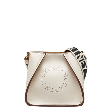 STELLA MCCARTNEY Punched Shoulder Bag White Brown Polyester Women's