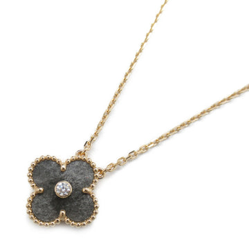 VAN CLEEF & ARPELS Vintage Alhambra Silver Obsidian Necklace Necklace Black Clear K18PG[Rose Gold] Silver Obsidian